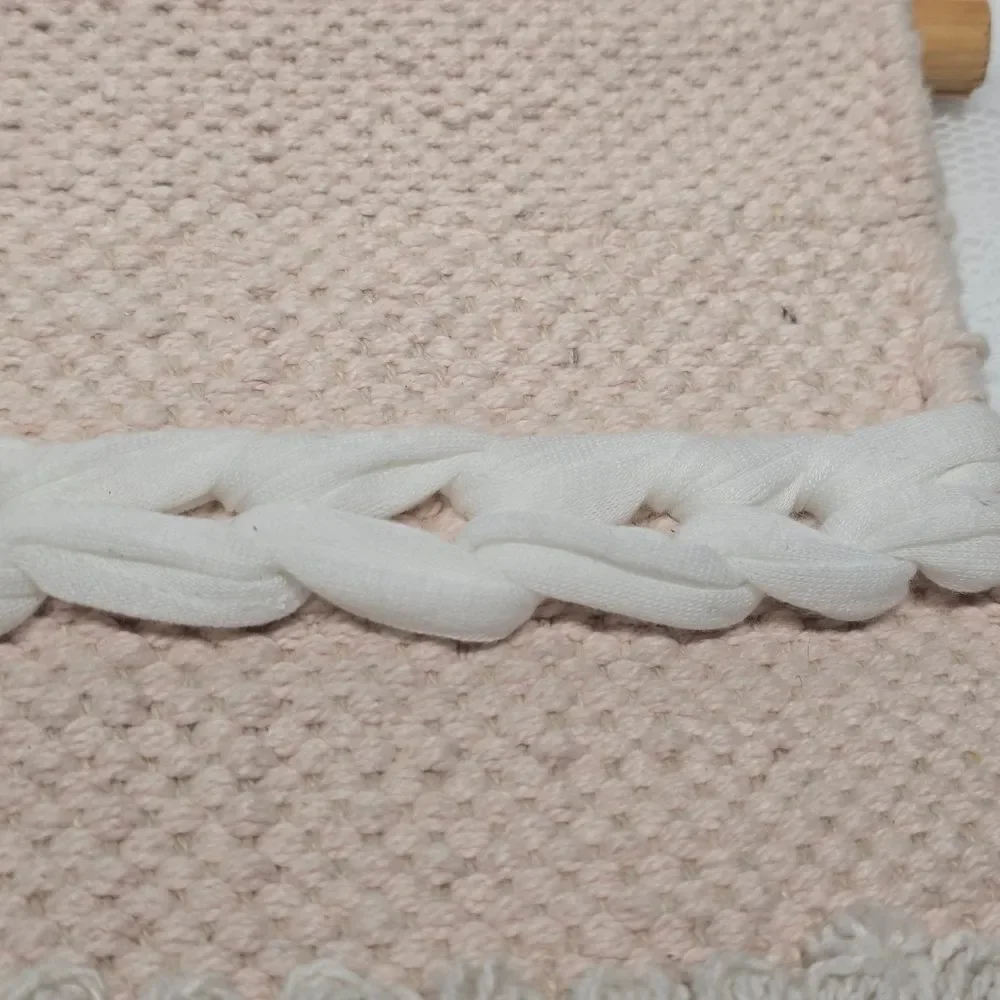 Vintage Handcrafted Macrame Tapestry Pink Wall Hanging Boho Decor Cottagecore